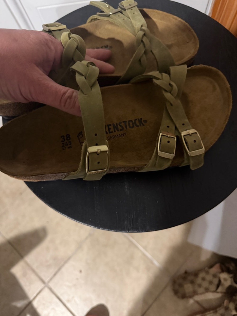 Birkenstock Olive Braided Suede Two-Strap Sandals NWT - Picture 4 of 4